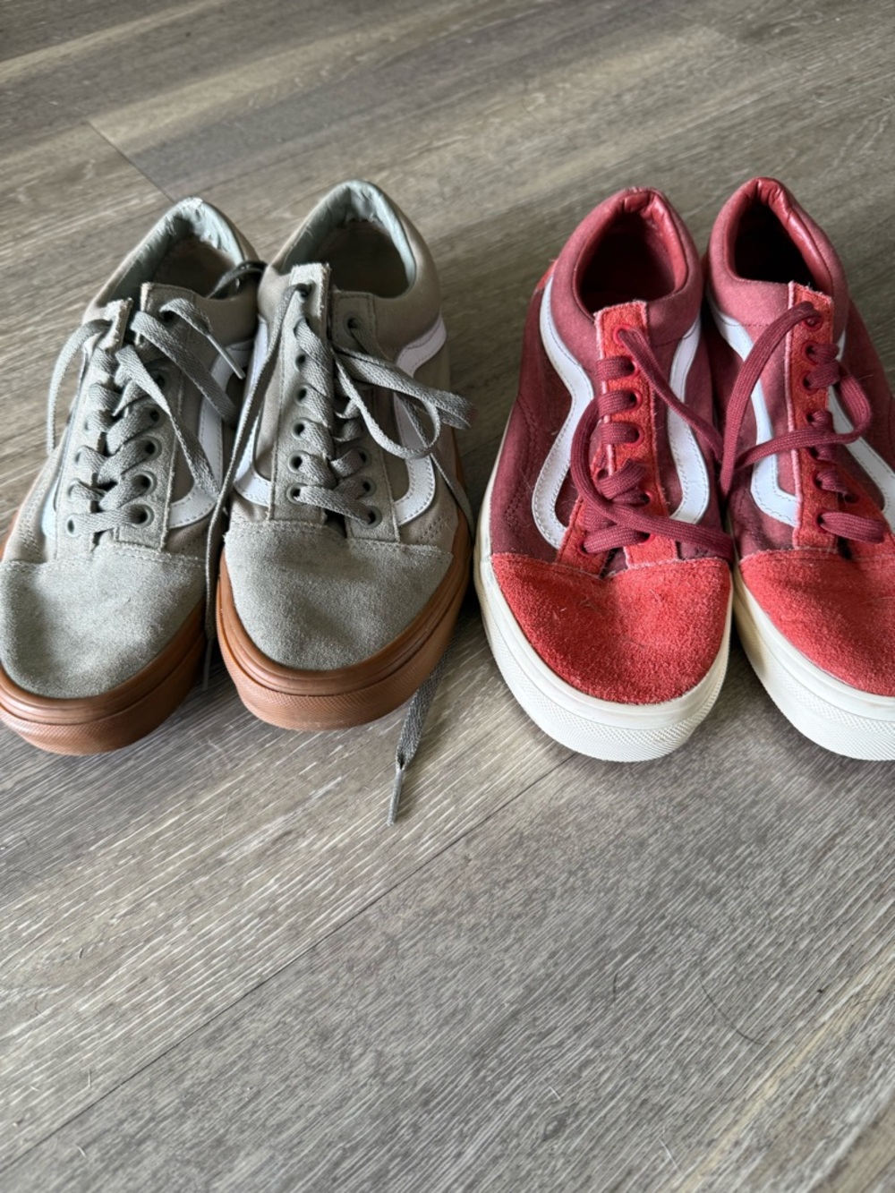 Vans Old Skool Sneakers in Olive Green & Red Suede